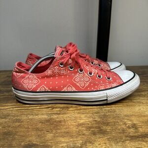 Converse Chuck Taylor All Star Ox Coral Bandana Print Womens 8 Low Top